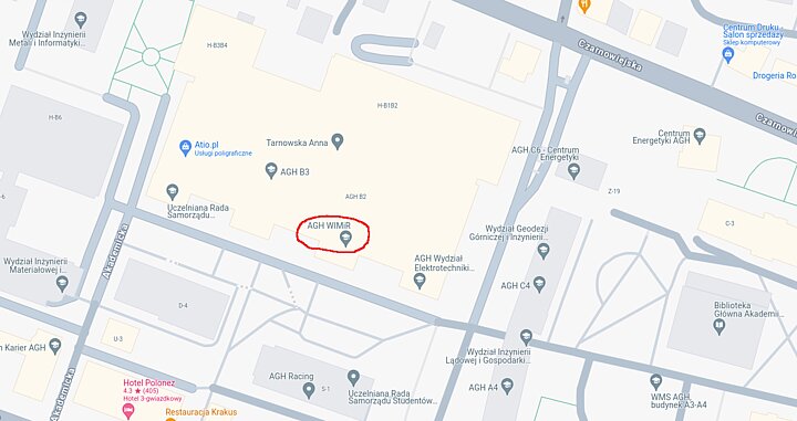 Lokalizacja siedziby KPiEM oznaczona na mapie